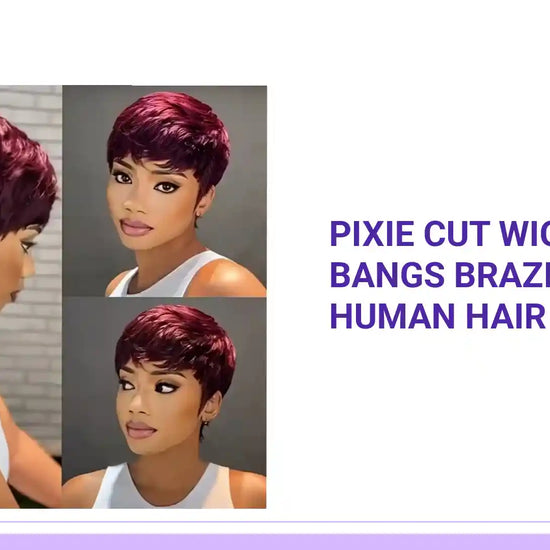 Pixie Cut Wig with Bangs Brazilian Remy Human Hair Wigs by@Outfy