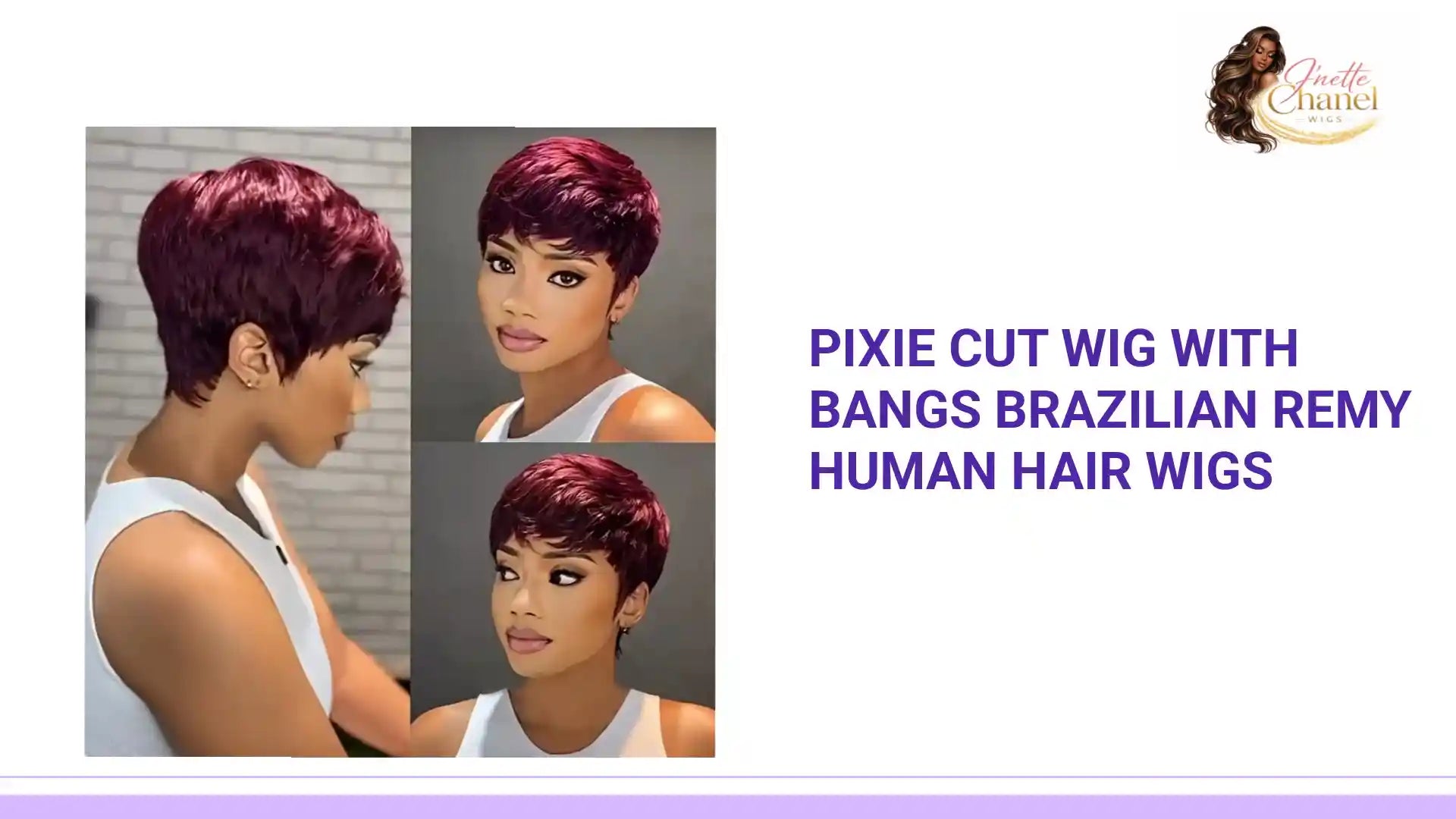 Pixie Cut Wig with Bangs Brazilian Remy Human Hair Wigs by@Outfy
