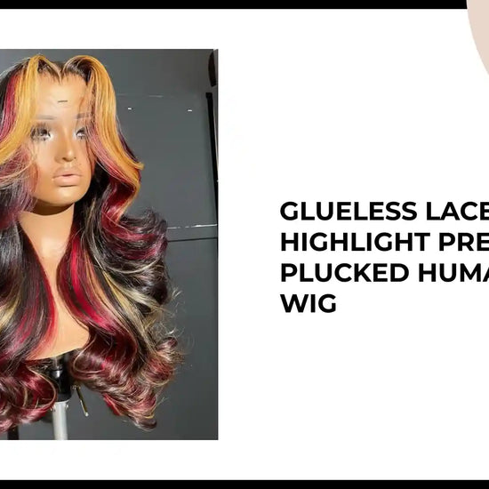Glueless Lace Front Highlight Pre Plucked Human Hair Wig by@Outfy