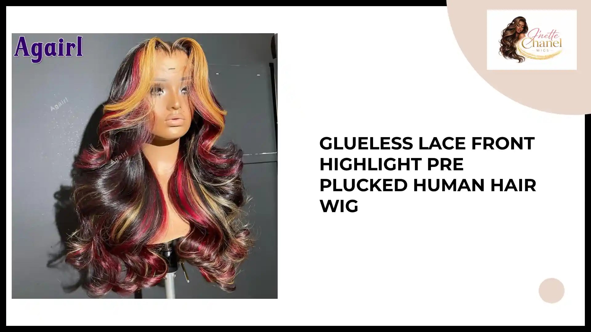Glueless Lace Front Highlight Pre Plucked Human Hair Wig by@Outfy