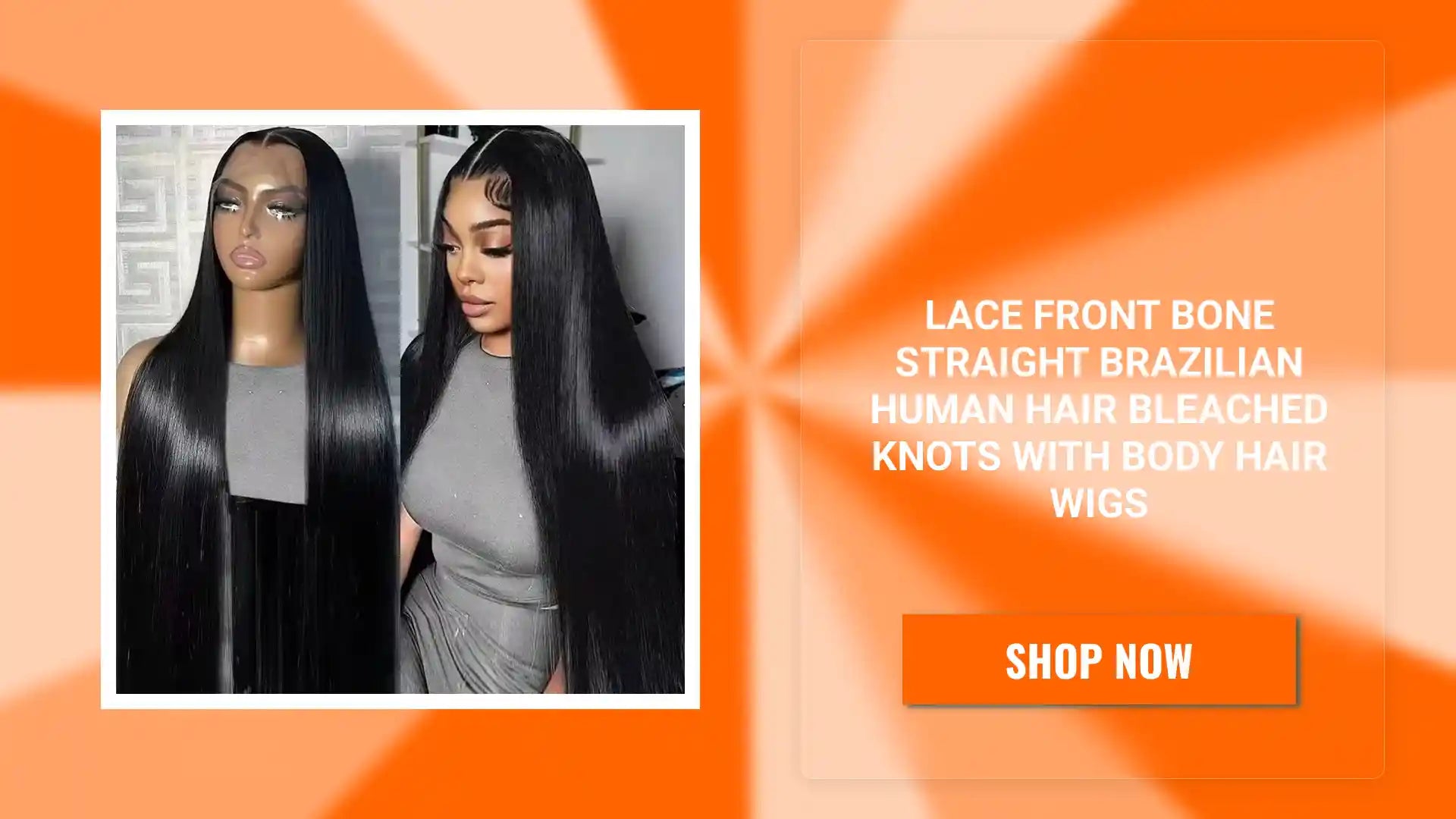 Lace Front Bone Straight Brazilian Human Hair Bleached Knots With Body Hair Wigs by@Outfy