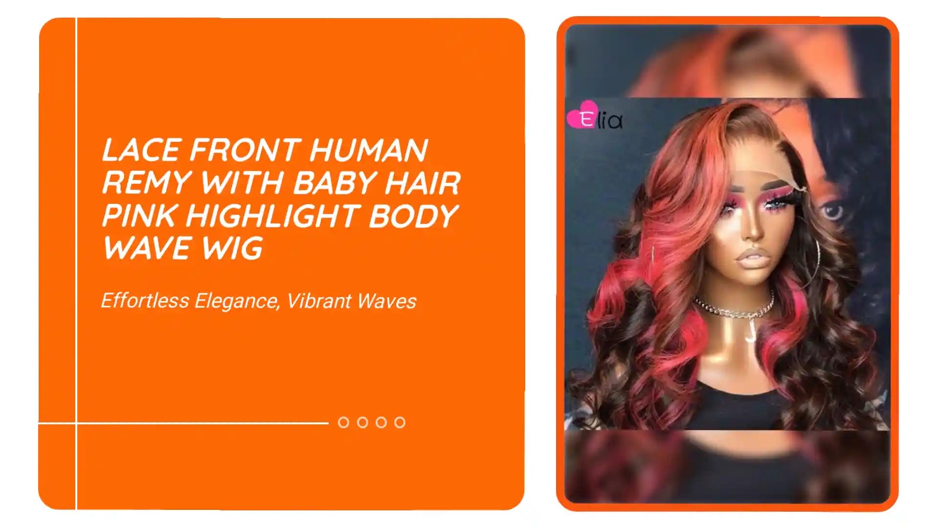 Lace Front Human Remy with Baby Hair Pink Highlight Body Wave Wig by@Outfy