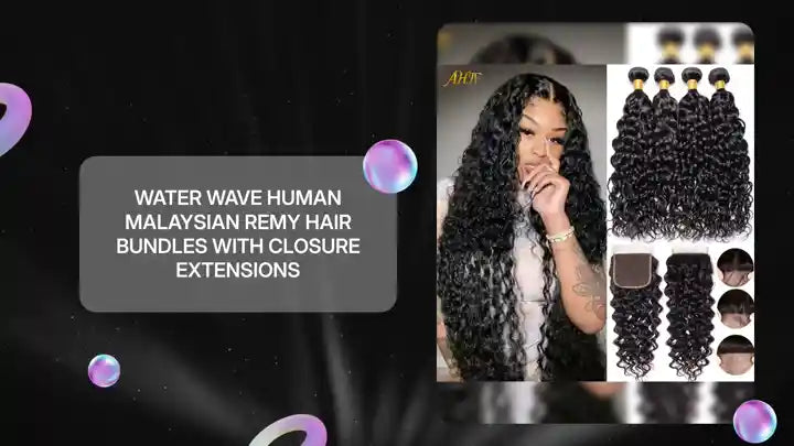 Water Wave Human Malaysian Remy Hair Bundles With Closure Extensions by@Outfy