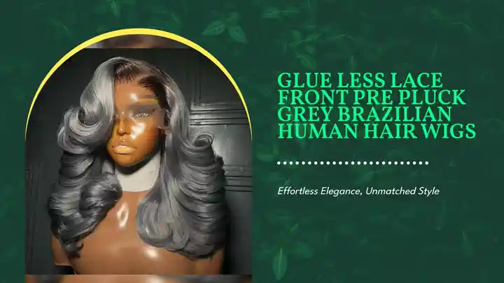 Glue less Lace front Pre pluck Grey Brazilian Human Hair Wigs by@Outfy