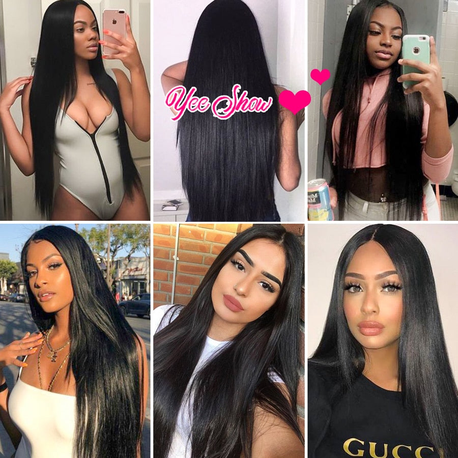 Lace Front Straight Transparent Human Peruvian Remy Hair Wigs