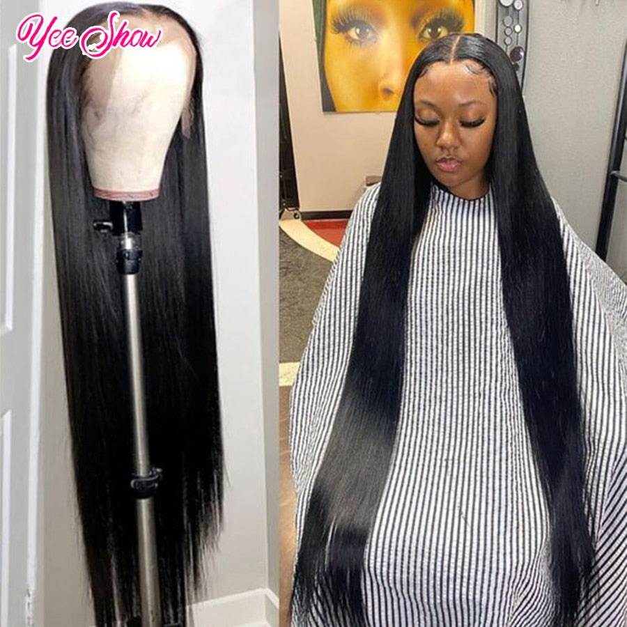Lace Front Straight Transparent Human Peruvian Remy Hair Wigs